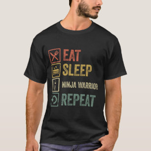Funny essen Schlaf Ninja Krieger wiederholen Retro T-Shirt