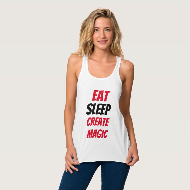 Funny! Essen Schlaf Zauber Tank-Top erzeugen Tank Top (Vorderseite Vollansicht)