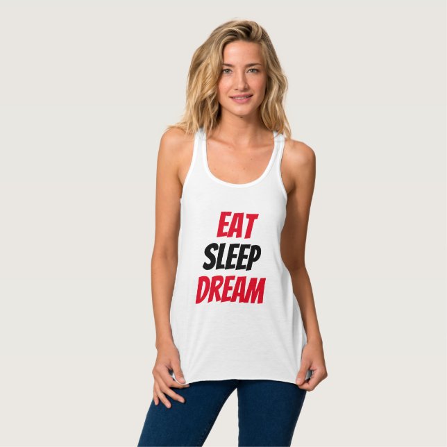 Funny! Essen Schlafen Traum Tank Top (Vorderseite Vollansicht)