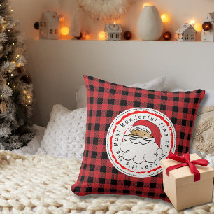 Funny Ethnic Santa Cartoon Red Black Buffalo Karie Kissen