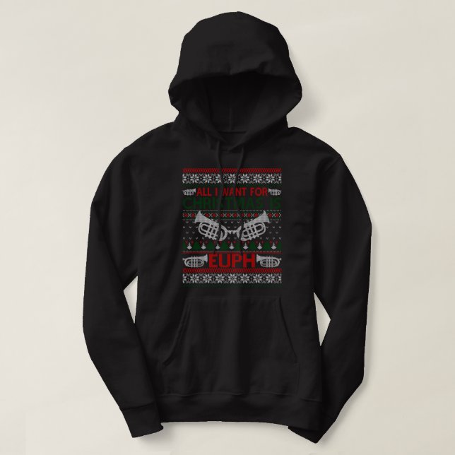 Funny Euph Ugly Christmas Sweat cadeau Euphonium S (Design devant)