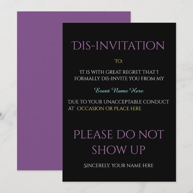 Funny Event Dis Einladung (Vorne/Hinten)