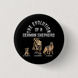 Funny Evolution German Shepherd Dinosaurus Pet Dog Button