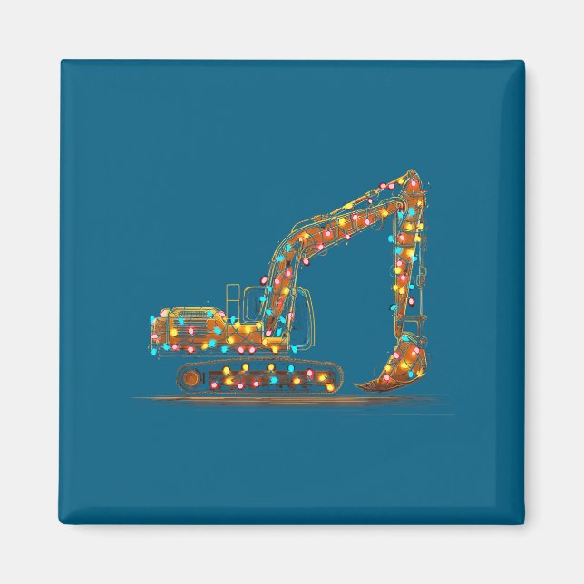 Funny Excavator Christmas Graphics Lights Lover  Magnet (Vorne)