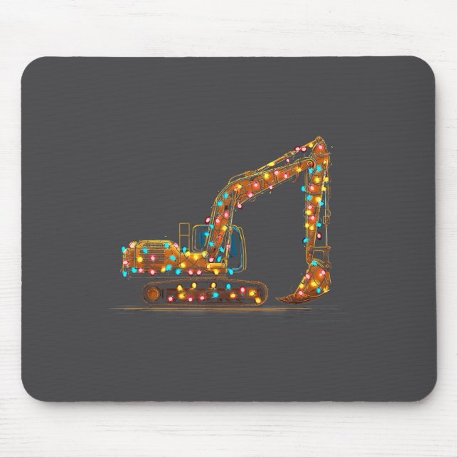 Funny Excavator Christmas Graphics Lights Lover  Mousepad (Vorne)