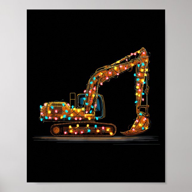 Funny Excavator Christmas Graphics Lights Lover  Poster (Vorne)