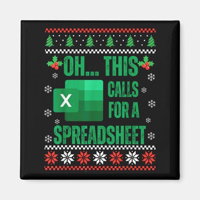 Funny Excel Spreadsheets Christmas Sweater Lover A Magnet (Vorne)
