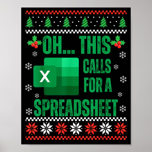 Funny Excel Spreadsheets Christmas Sweater Lover A Poster (Vorne)