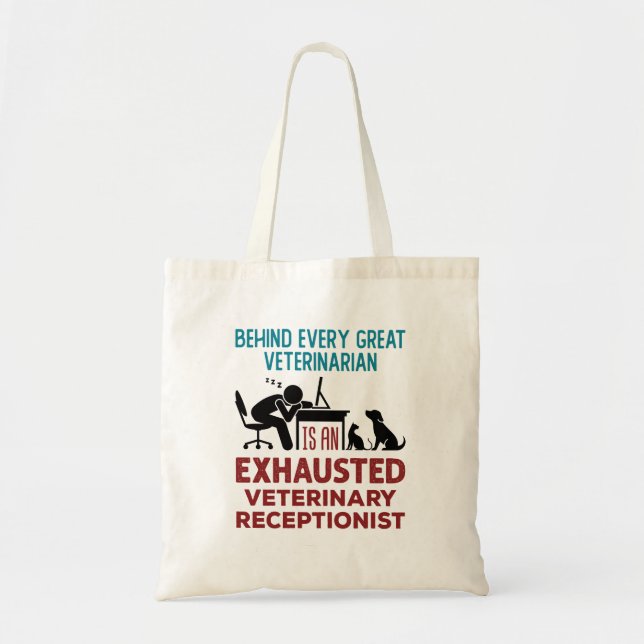 Funny Exhausted Veterinary Receptionist Tragetasche (Vorne)