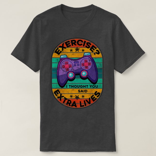 Funny Extra Lives Video Game Controller Retro Boy T-Shirt (Design vorne)