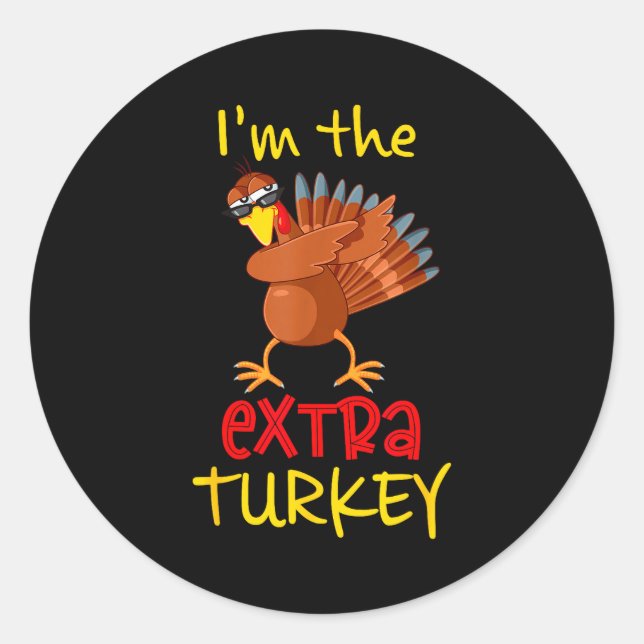 Funny Extra Turkey Matching Family Group Thanksgiv Runder Aufkleber (Vorderseite)