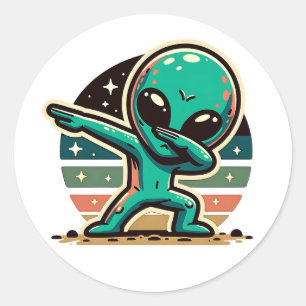 Funny Extraterrestristristrial Alien Dabbing Runder Aufkleber
