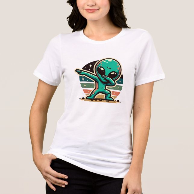 Funny Extraterrestristristrial Alien Dabbing Tri-Blend Shirt (Vorderseite)