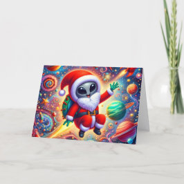 Funny Extratressial Santa Claus Christmas Feiertagskarte