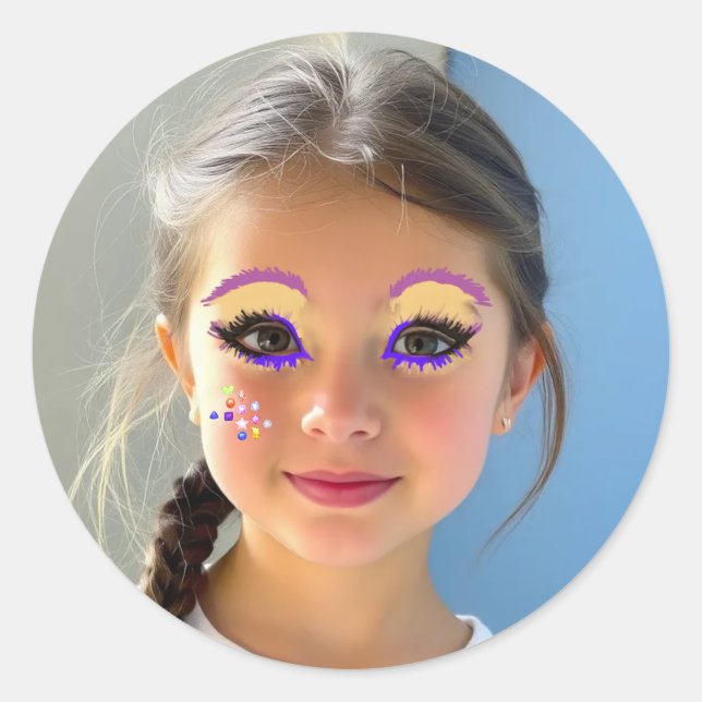 Funny Eye Makeup Classic Round Sticker (Devant)
