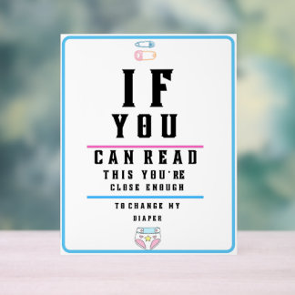 Funny Eye Test Chart Change my Diaper Acrylschild