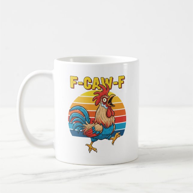 Funny F-Awk-F Chicken F-Caw-F Rooster Pun Retro cl Kaffeetasse (Links)
