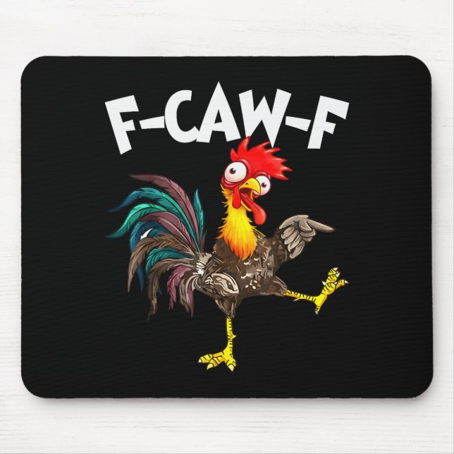 Funny F-awk-f Chicken F-caw-f Rooster Pun Retro  Mousepad (Vorne)