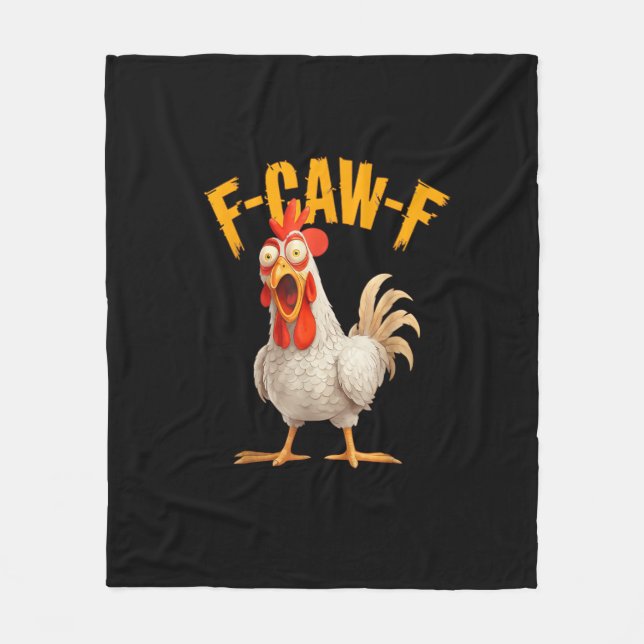 Funny F-Awk-F Chicken F-Caw-F Rooster Pun Retro Vi Fleecedecke (Vorderseite)