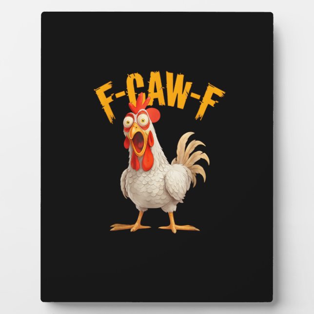Funny F-Awk-F Chicken F-Caw-F Rooster Pun Retro Vi Fotoplatte (Vorderseite)