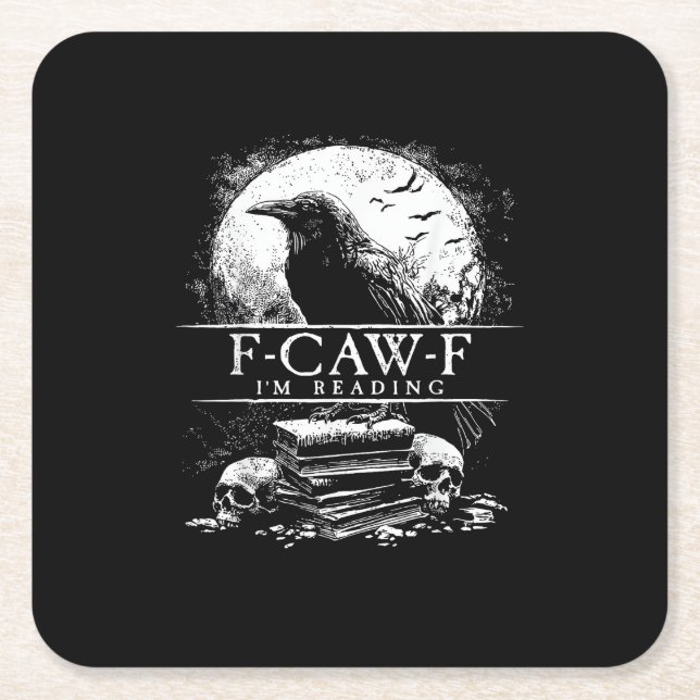 Funny F-Caw-F Books Skulls Gothic Rechteckiger Pappuntersetzer (Vorderseite)