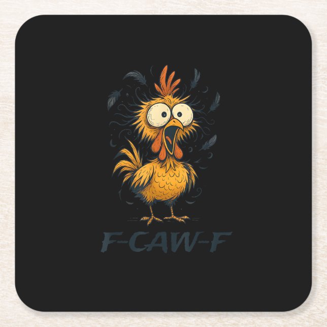Funny F-Caw-F Chicken Bird F-Caw-F Graphic Minimal Rechteckiger Pappuntersetzer (Vorderseite)