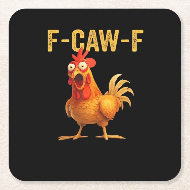 Funny F Caw F Chicken Creative Casual Design Rechteckiger Pappuntersetzer (Vorderseite)