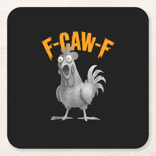 Funny F-Caw-F Chicken F-Caw-F Chicken Retro Classi Rechteckiger Pappuntersetzer (Vorderseite)