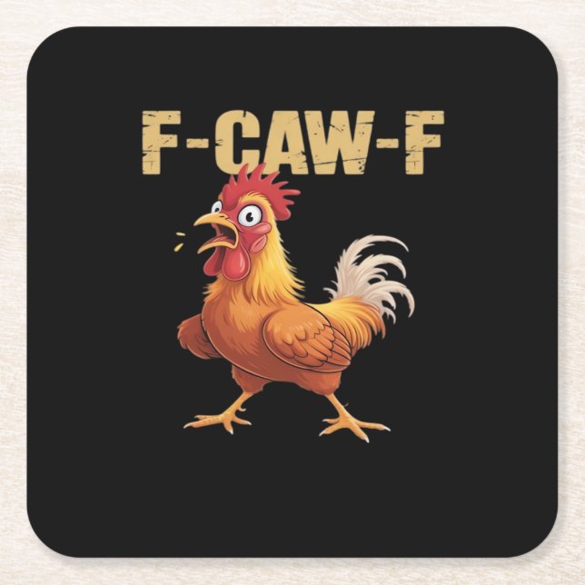 Funny F-Caw-F Chicken Funny Trendy Rechteckiger Pappuntersetzer (Vorderseite)