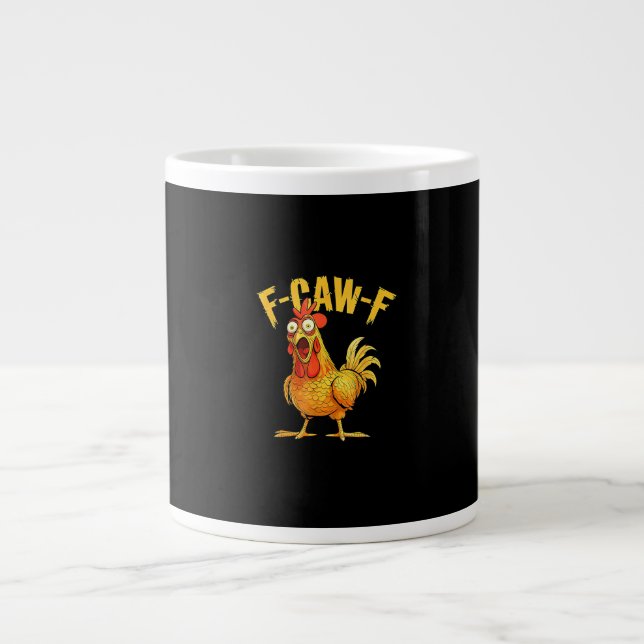 Funny F-Caw-F Chicken – Hilarious Crow Graphic Hum Jumbo-Tasse (Vorderseite)