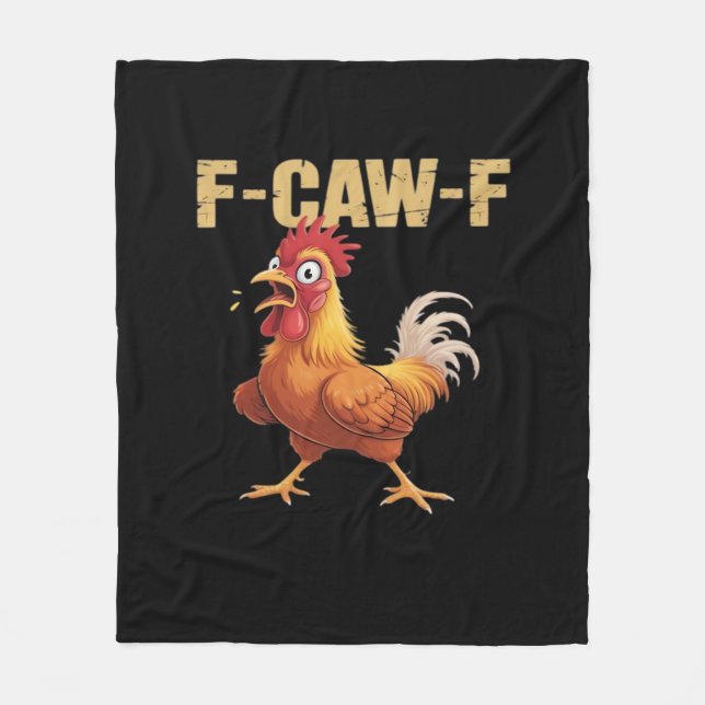 Funny F-Caw-F Chicken Retro Style Fleecedecke (Vorderseite)
