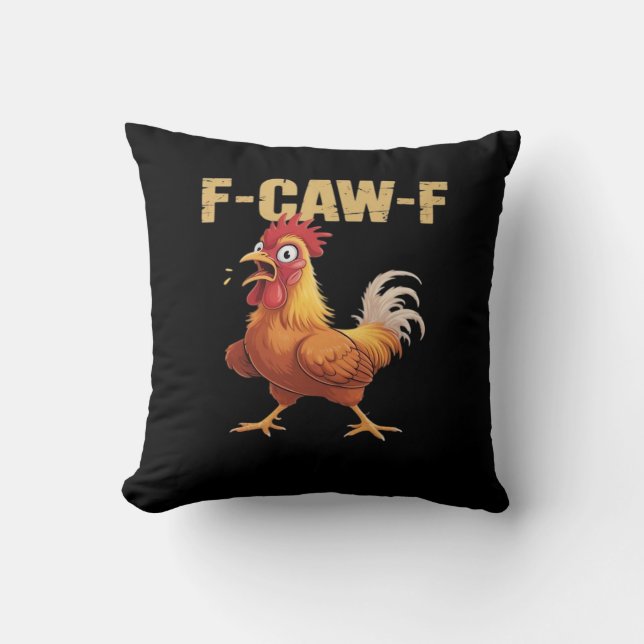 Funny F-Caw-F Chicken Retro Style Kissen (Vorderseite)