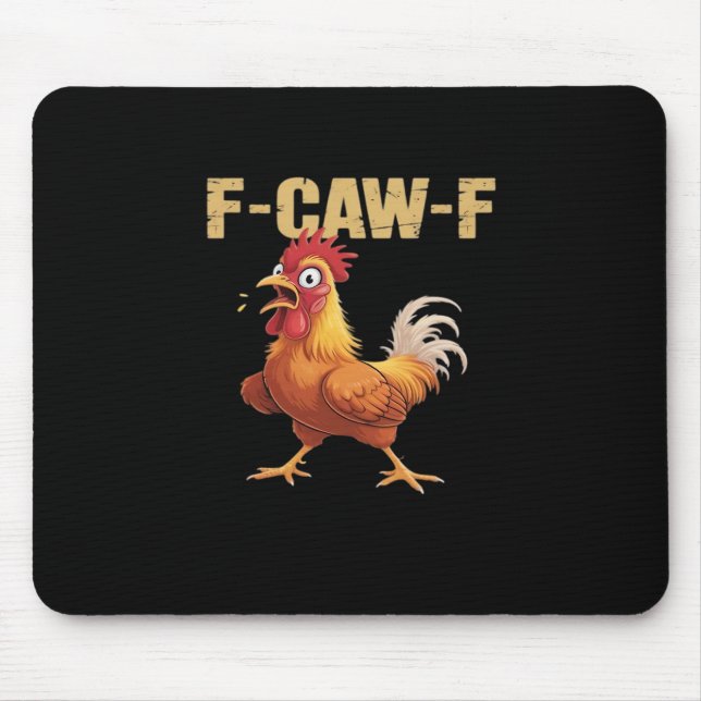 Funny F-Caw-F Chicken Retro Style Mousepad (Vorne)