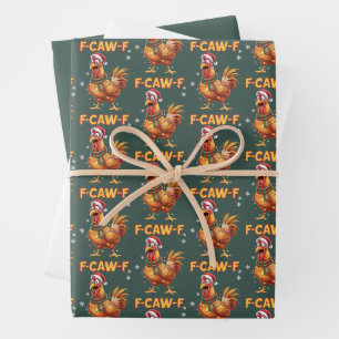 Funny F Caw F Chicken Weihnachtsschreie Rooster Geschenkpapier Set