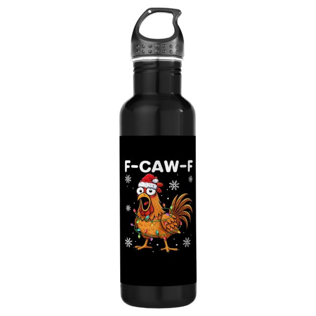 Funny F-Caw-F Christmas Chicken Classic Edelstahlflasche (Vorderseite)