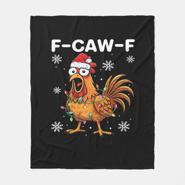 Funny F-Caw-F Christmas Chicken Classic Fleecedecke (Vorderseite)