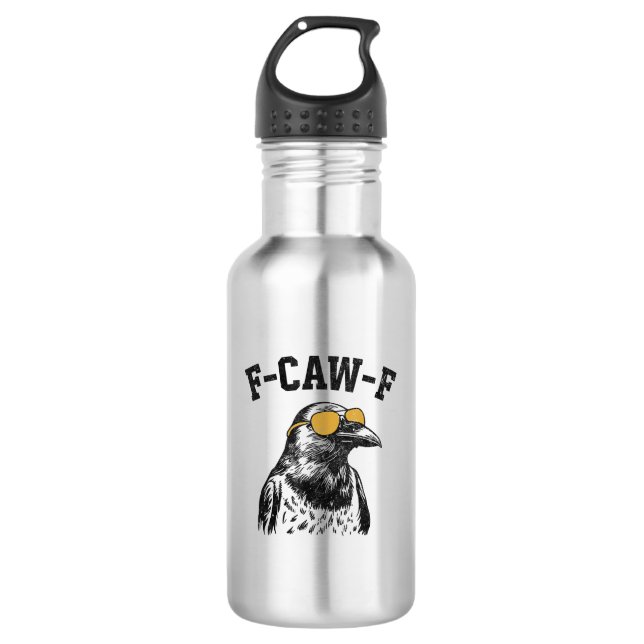 Funny F-Caw-F Crow Edelstahlflasche (Vorderseite)