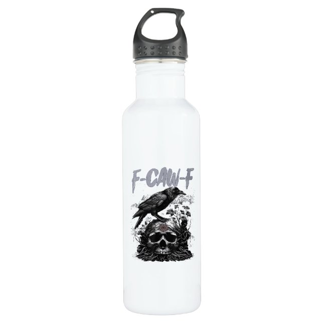 Funny F-Caw-F Crow Funny Halloween Retro Classic Edelstahlflasche (Vorderseite)