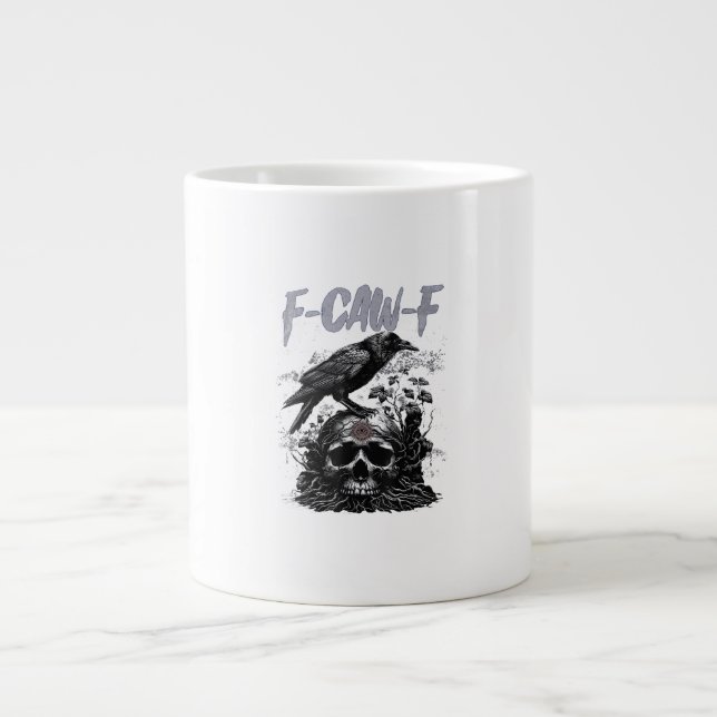 Funny F-Caw-F Crow Funny Halloween Retro Classic Jumbo-Tasse (Vorderseite)