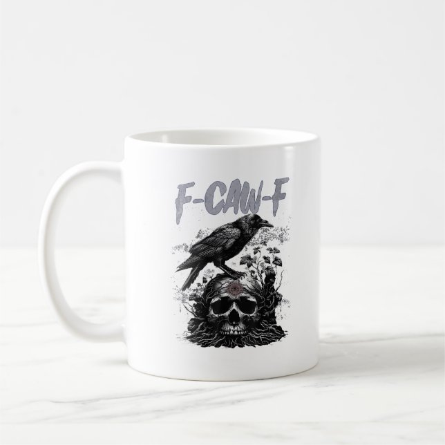 Funny F-Caw-F Crow Funny Halloween Retro Classic Kaffeetasse (Links)