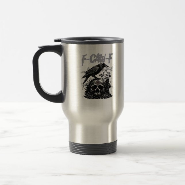 Funny F-Caw-F Crow Funny Halloween Retro Classic Reisebecher (Links)