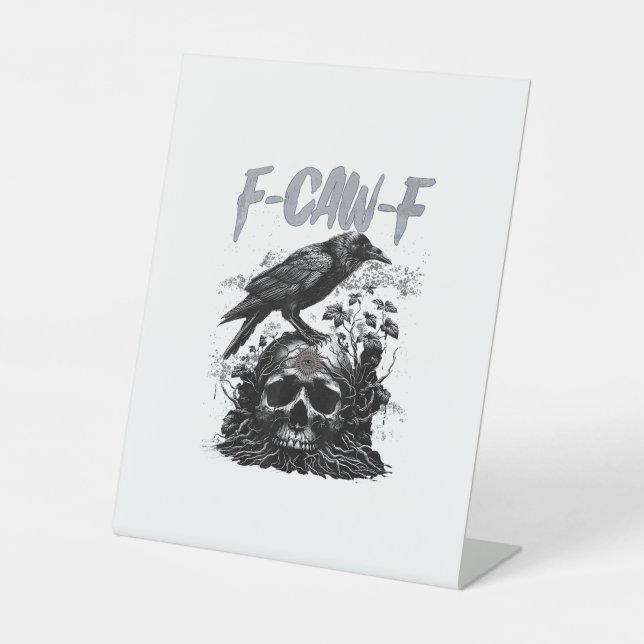 Funny F-Caw-F Crow Funny Halloween Retro Classic Sockelschild (Vorderseite)