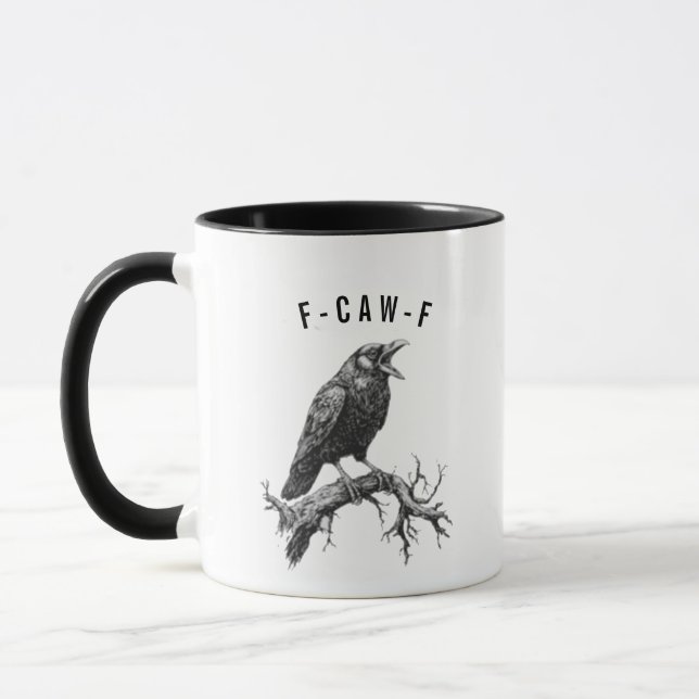 Funny F-Caw-F Crow Raven Pun Coffee Mug (Gauche)