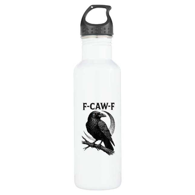 Funny F-Caw-F Crow Retro Graphic Edelstahlflasche (Vorderseite)