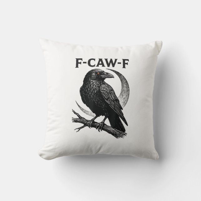 Funny F-Caw-F Crow Retro Graphic Kissen (Vorderseite)