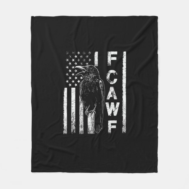 Funny F Caw F Crow With USA Flag Fleecedecke (Vorderseite)
