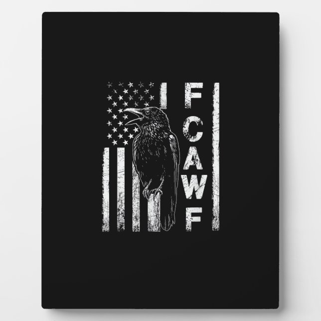 Funny F Caw F Crow With USA Flag Fotoplatte (Vorderseite)