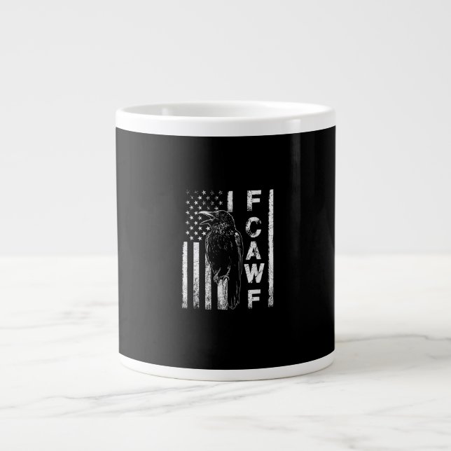 Funny F Caw F Crow With USA Flag Jumbo-Tasse (Vorderseite)