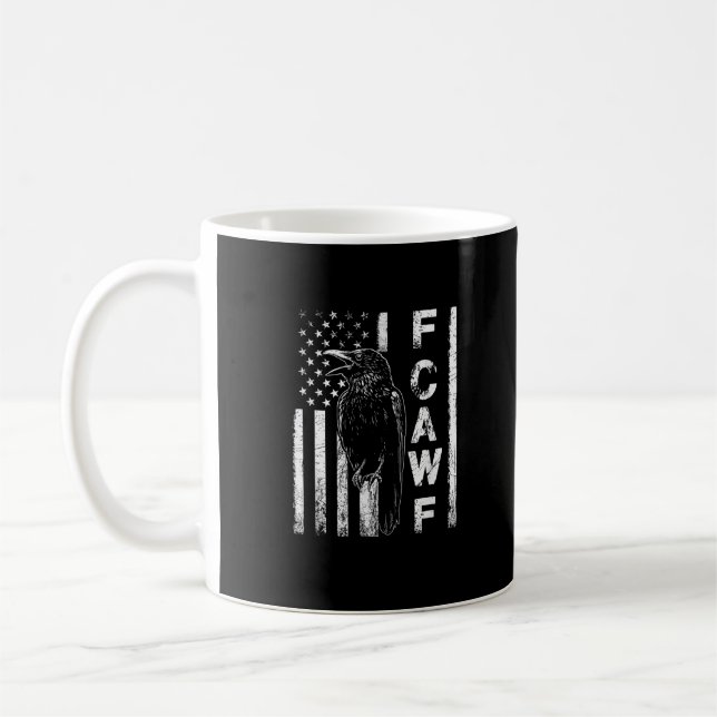 Funny F Caw F Crow With USA Flag Kaffeetasse (Links)
