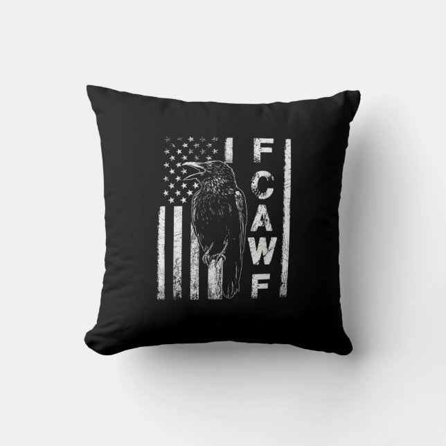 Funny F Caw F Crow With USA Flag Kissen (Vorderseite)